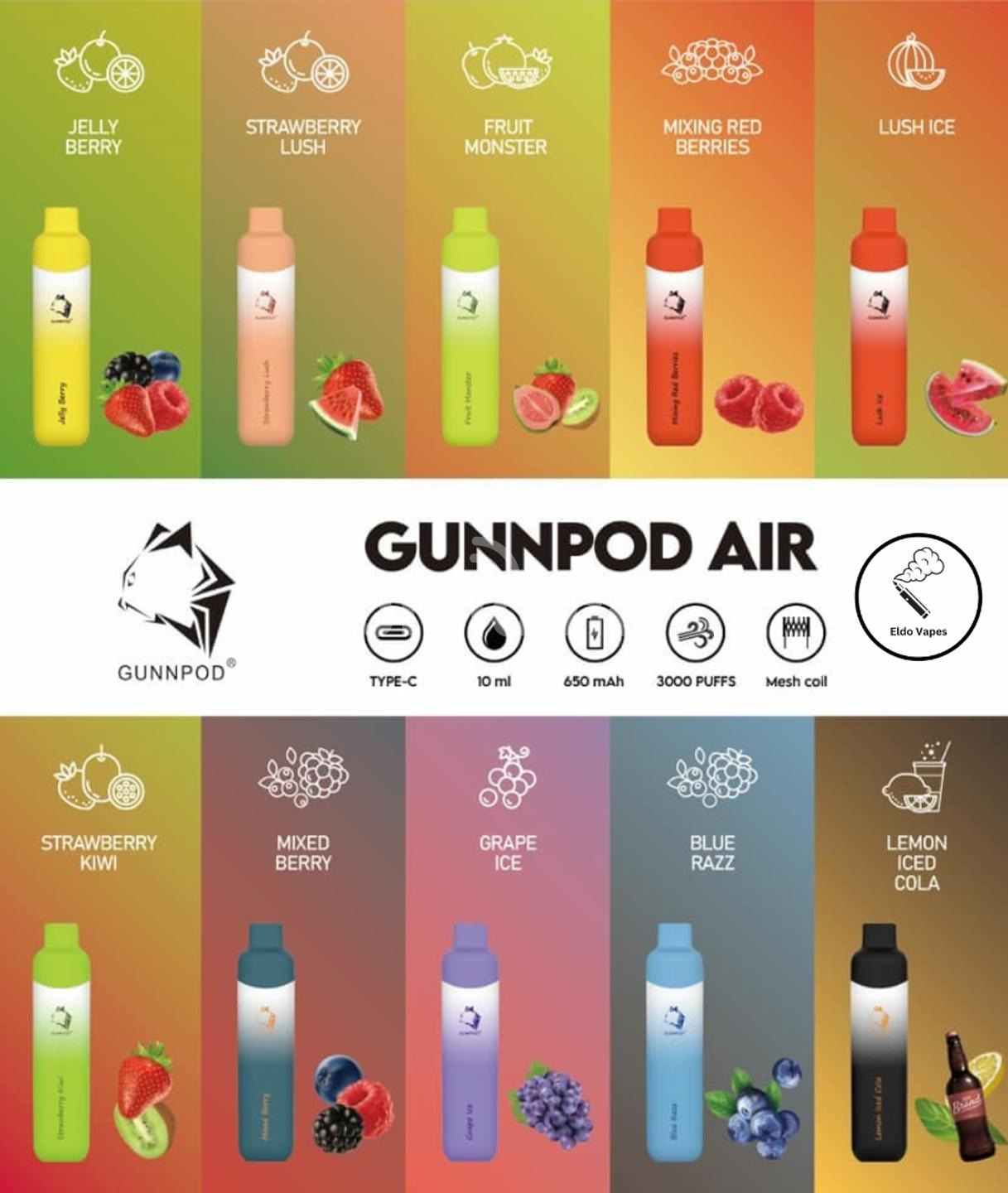Gunnpod Air 3000 Puffs Rechargeable Vape